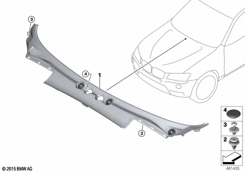 Trim, windshield cowl, outer