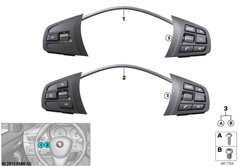 Switch, steering wheel, multifunction