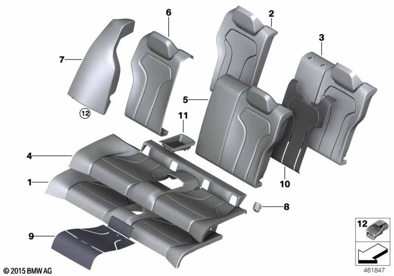 Genuine BMW 52208058191 F82 F82 Left Rear Cloth/Leather Backrest Cover ANTHRAZIT (Inc. M4) | ML Performance UK Car Parts