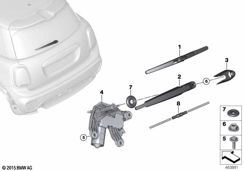 Single parts for rear window cleaning