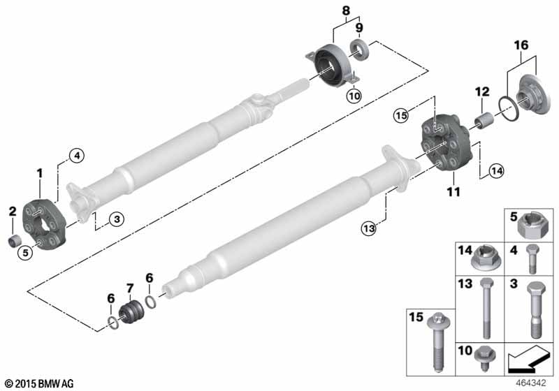 Hardy couplings/center bearing/inner nut