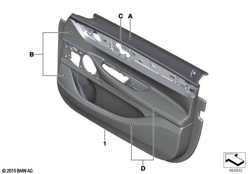 Indiv.door trim panel, front leather