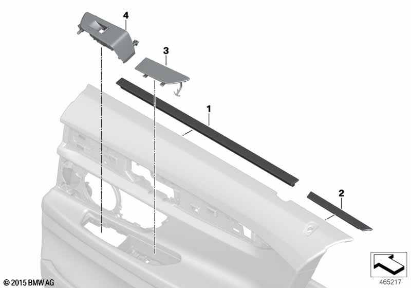 Ind. mounted parts rear door trim panel