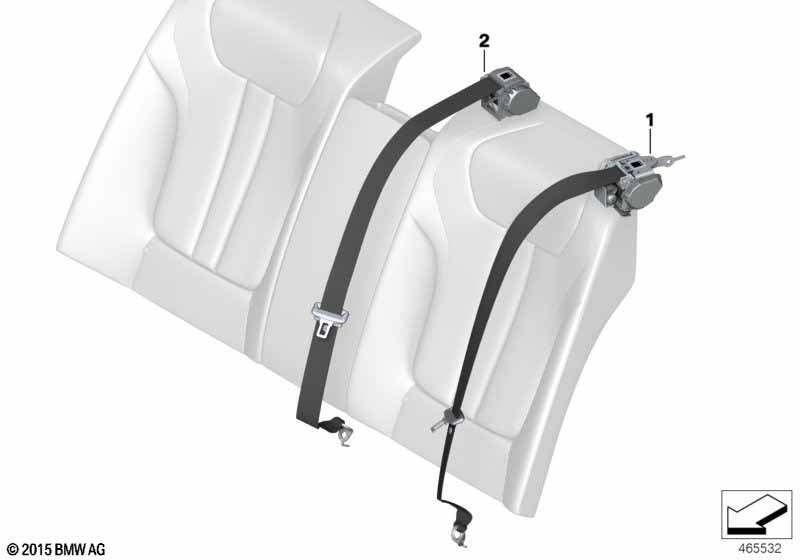 Genuine BMW 72117988897 G11 G12 Rear Center Upper Belt RAUCHWEIß (Inc. 730d, 730Ld & 750dX) | ML Performance EU Car Parts