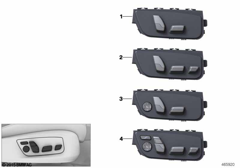 Seat adjustment switch, fr. passenger