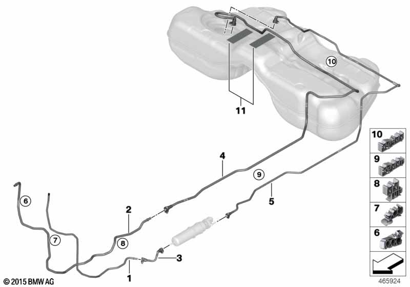 Fuel pipe and mounting parts