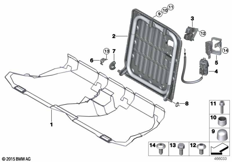 Seat, rear, seat frame