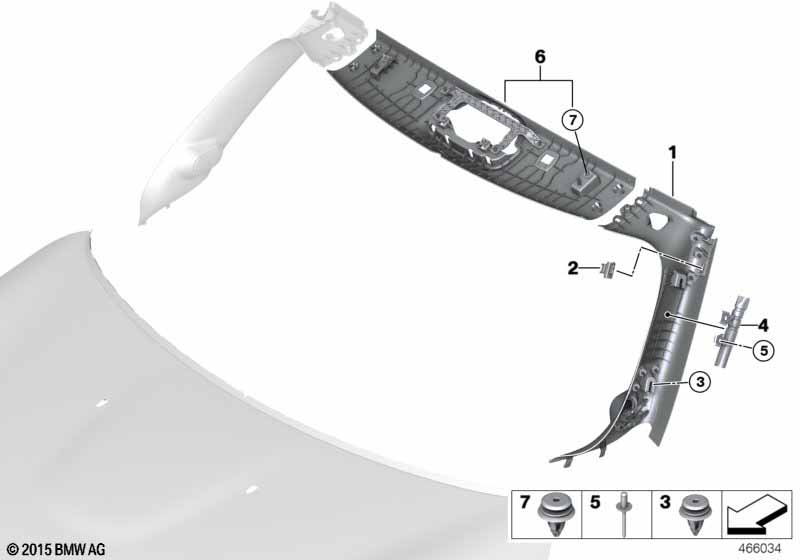 Trim panel A-column/Int.windshield panel