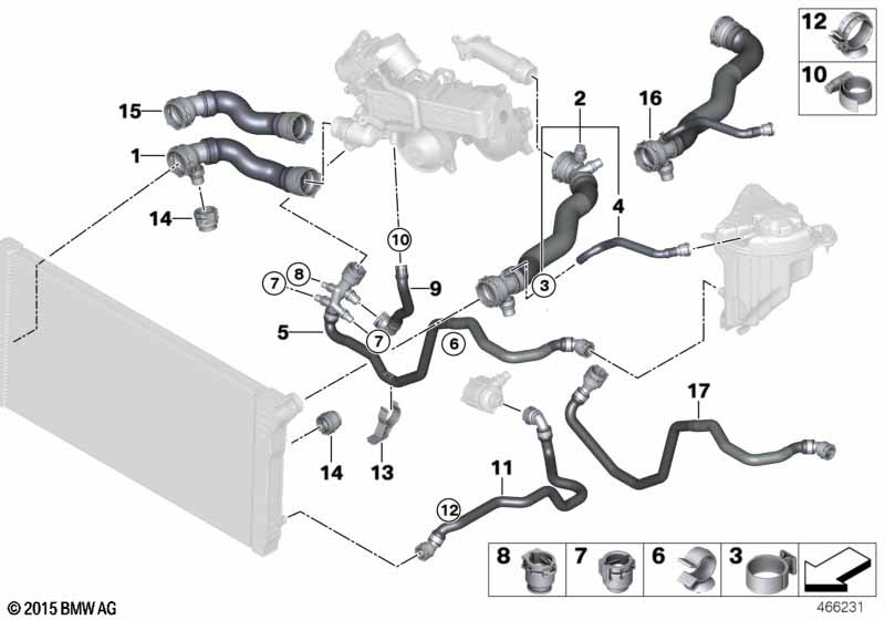 Cooling system coolant hoses