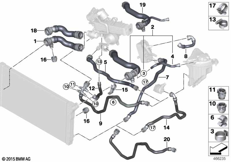 Cooling system coolant hoses