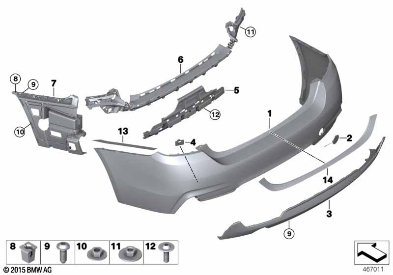 Genuine BMW 51128062242 F36 F36 Bumper Trim Panel, Primed, Rear (Inc. 420d, 435iX & 430dX) | ML Performance EU Car Parts