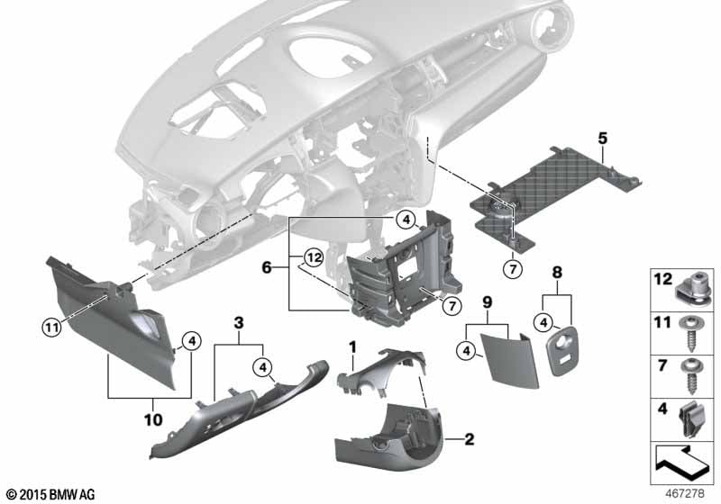 Mounting parts, I-panel, bottom