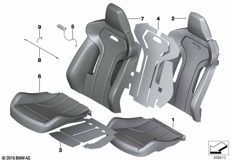 Genuine BMW 52108069551 F80 F82 Leather Cover Sport Backrest Left SILVERSTONE (Inc. M4, M4 GTS & M3) | ML Performance EU Car Parts
