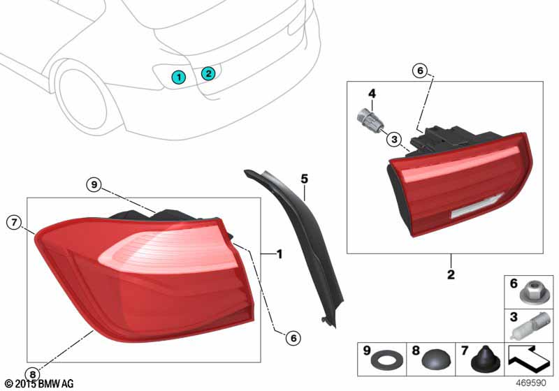 Genuine BMW 63217369120 Rear Light In Trunk Lid, Right | ML Performance EU Car Parts