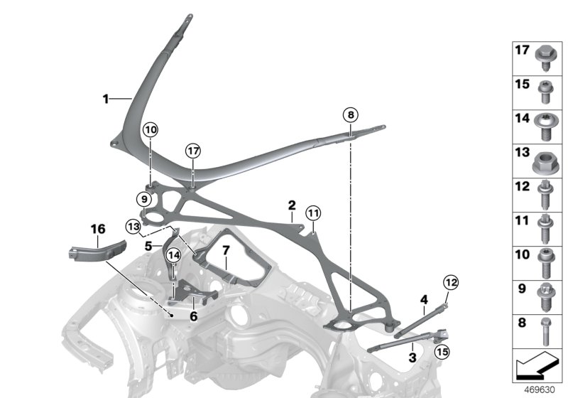 Genuine BMW 31122284858 Extension, Strut Tower Brace, Right | Duco Car Parts UK Car Parts
