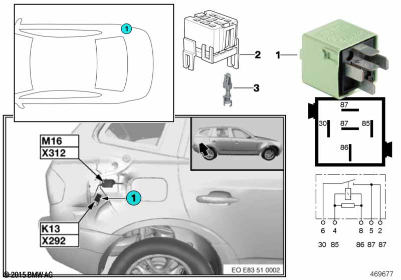 Relay for heated rear window K13