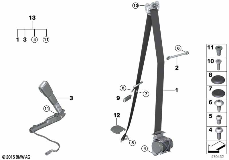 Genuine BMW 72117338974 F33 F83 Upper Belt, Front Right VENETOBEIGE (Inc. 428i, 440iX & 440i) | ML Performance EU Car Parts