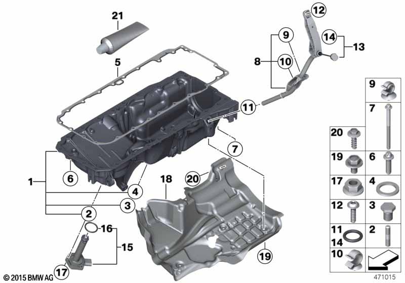 Oil pan/oil level indicator