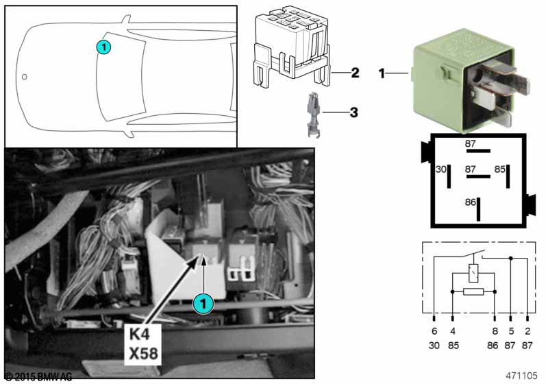Relay for heater blower K4