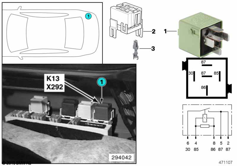 Relay for heated rear window K13