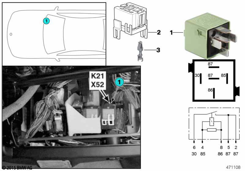 Relay, auxiliary fan, stage 1 K21