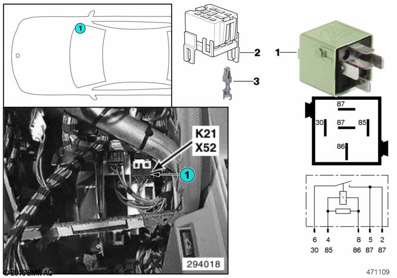 Relay, auxiliary fan, stage 1 K21