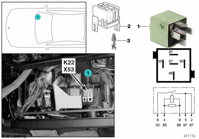 Relay, auxiliary fan, stage 2 K22