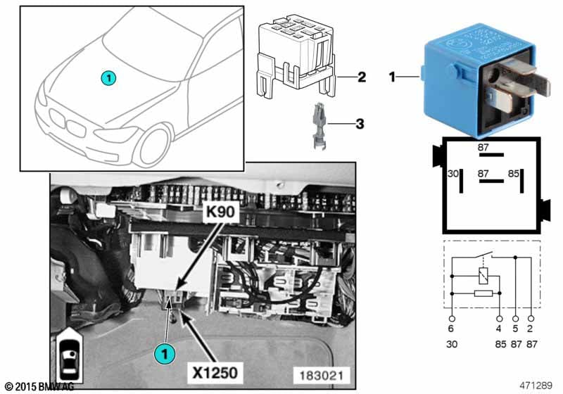 Relay, rear window power, K90