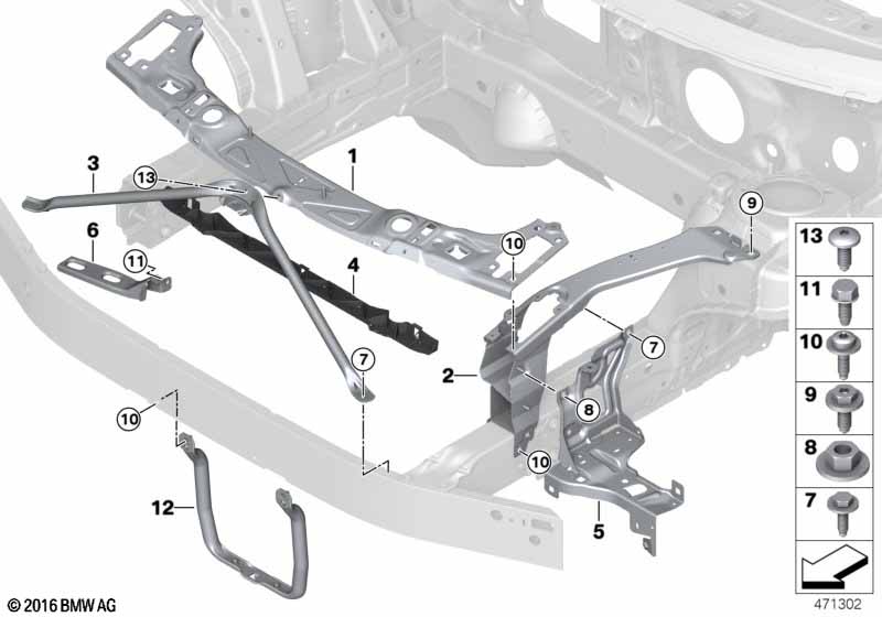 Genuine BMW 51647302532 F45 F46 Support, Headlight Arm, Right (Inc. 220i, 225i & 216i) | ML Performance EU Car Parts
