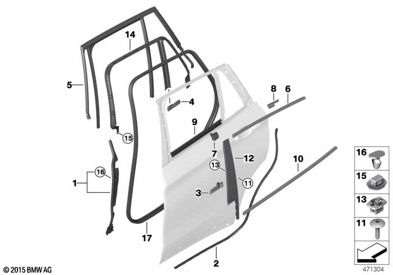 Genuine BMW 51427349671 F48 Rear Left Door Window Frame (Inc. X1 18d, X1 20dX & X1 25iX) | ML Performance US Car Parts