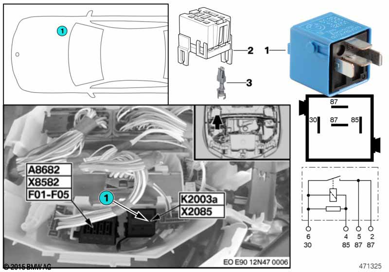 Genuine BMW 61366915327 E36 F31 RR4 Relay, Make Contact, Sky-Blue (Inc. Ghost, X1 28i & 318td) | ML Performance UK Car Parts