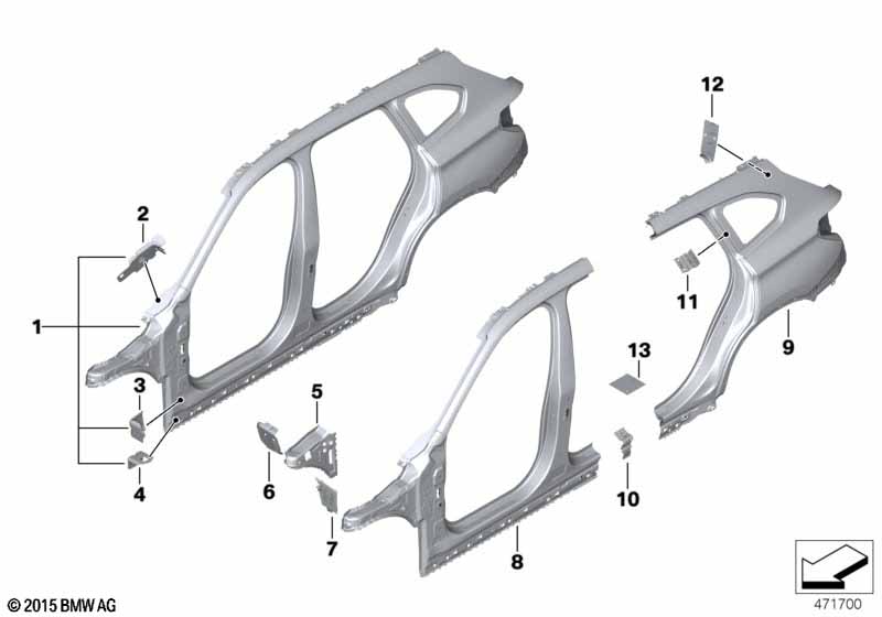Genuine BMW 41217407920 F48 Reinforcement Plate, C-Pillar, Right (Inc. X1 25dX, X1 20iX & X1 18d) | ML Performance UK Car Parts