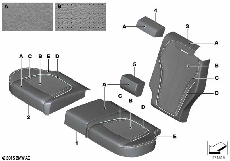 Genuine BMW 52207991363 F15 Cover Backrest, Leather, Rear Left INDIVIDUAL (Inc. X5) | ML Performance EU Car Parts