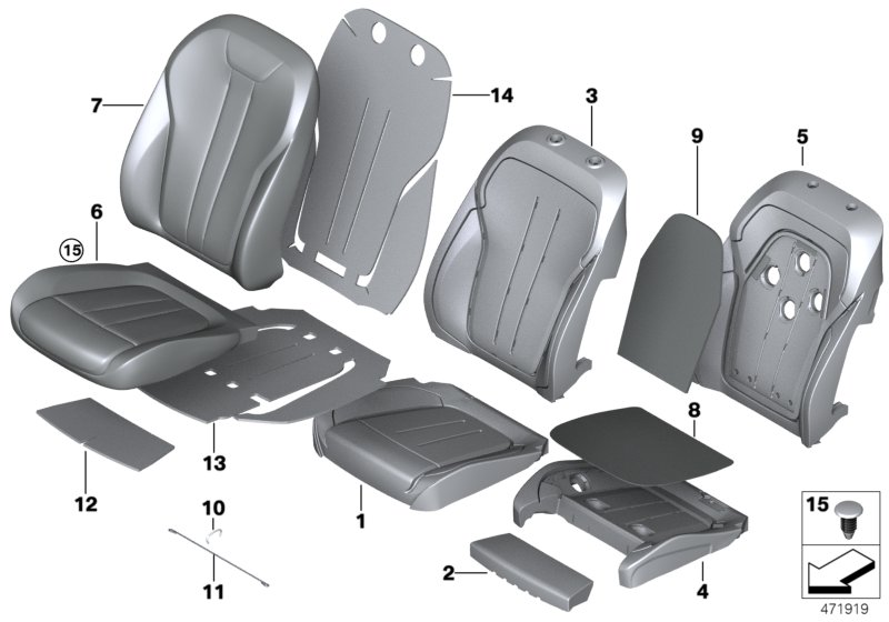 Genuine BMW 52107450838 F15 F16 Cover, Comfort, Seat, Perf. Leather CANBERRABEIGE (Inc. X6 40dX, X5 50iX 4.0 & X5 35iX) | ML Performance UK Car Parts