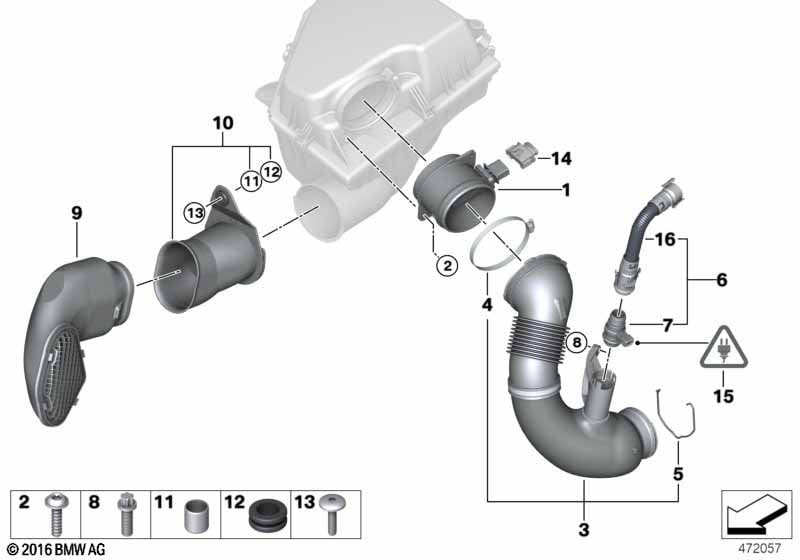Hot-film air mass meter/clean air pipe