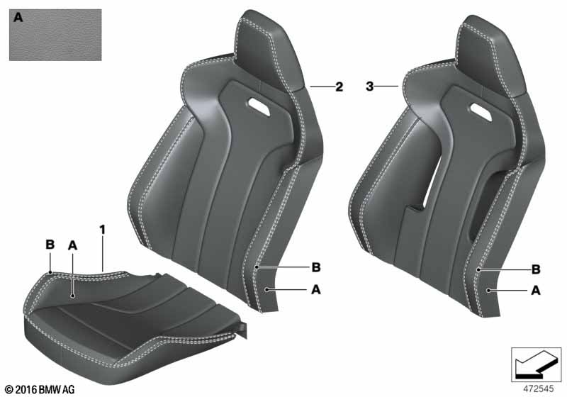 Genuine BMW 52107990746 F80 F82 Leather Cover Sport Backrest Right INDIVIDUAL (Inc. M3 & M4) | ML Performance EU Car Parts