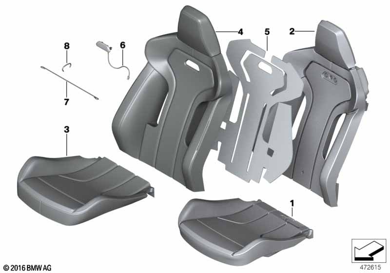 Genuine BMW 52108068576 F82 F82 Leather Cover Sport Backrest Right GTS (Inc. M4 CS & M4 GTS) | ML Performance UK Car Parts