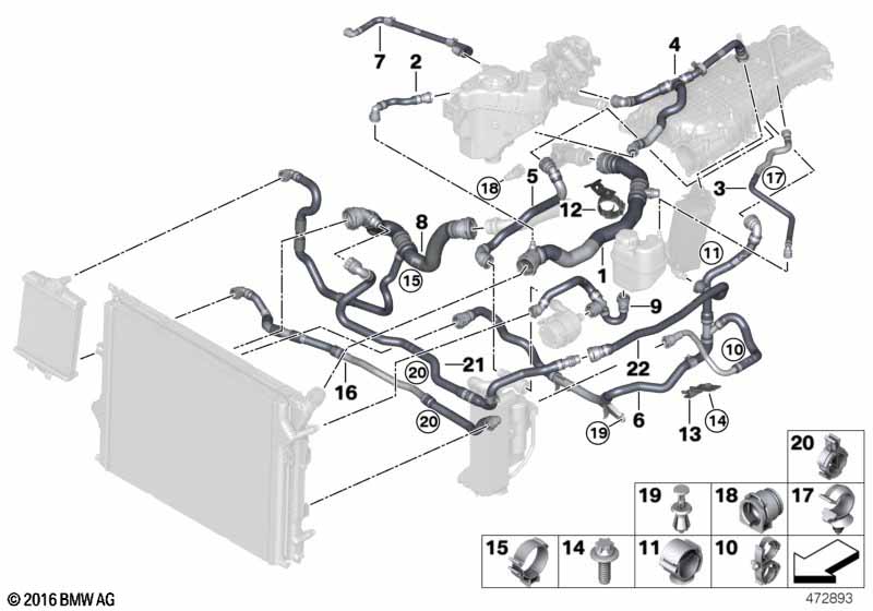 Genuine BMW 17128616548 F20 F34 F31 Hose From Engine To Radiator, Top (Inc. M140iX, M140i & 340i) | ML Performance UK Car Parts