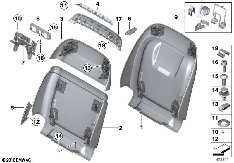Genuine BMW 52107454910 G30 G31 Rear Section, Comfort Seat, Upper ELF.WEISS (Inc. 520i, 530e & M550iX) | ML Performance UK Car Parts