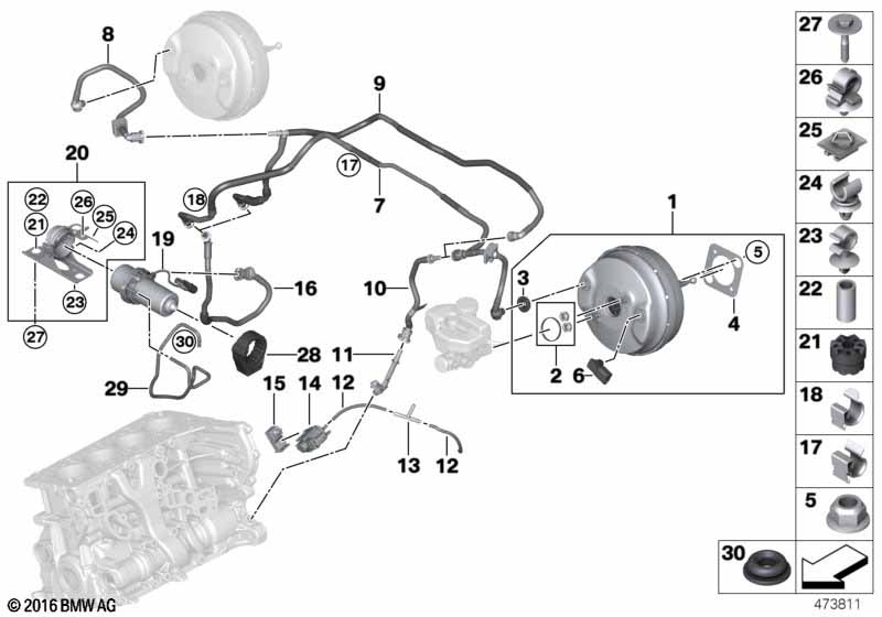 Genuine BMW 11668611344 G11 G30 G12 Vacuum Pipe (Inc. 740Le, 740e & 740LeX) | ML Performance UK Car Parts
