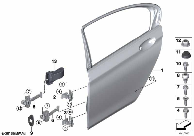 Genuine BMW 41007408964 F90 G30 Door, Aluminum, Rear Right (Inc. 540dX, M5 & 520i) | ML Performance EU Car Parts