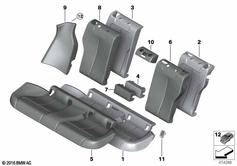 Seat, rear, uphlstry/cover, load-through
