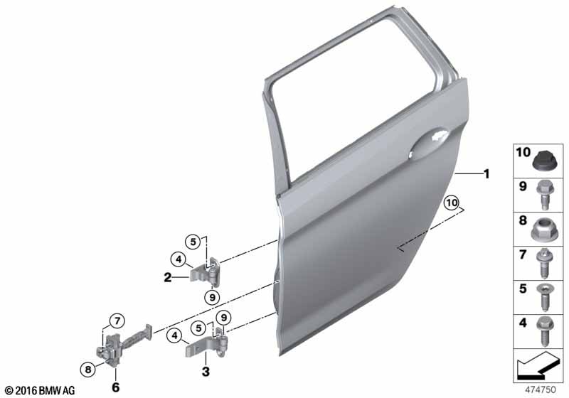 Rear door - hinge/door brake