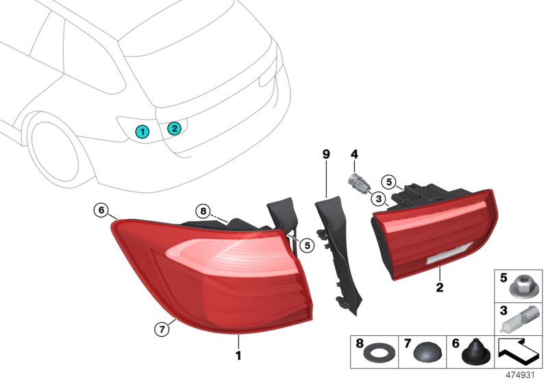 Genuine BMW 63217372210 Rear Light In The Side Panel, Right | ML Performance US Car Parts