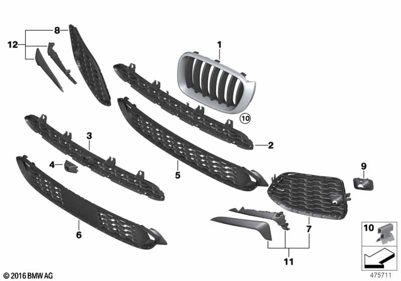 M trim decor elements, front