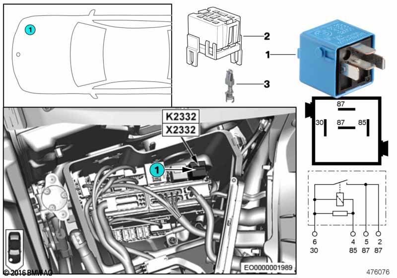 Relay for coolant pump K2332