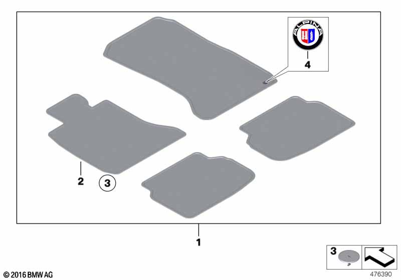 Floor mats, velours
