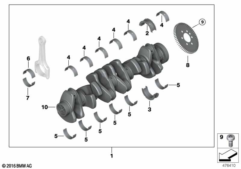 Crankshaft with bearing shells