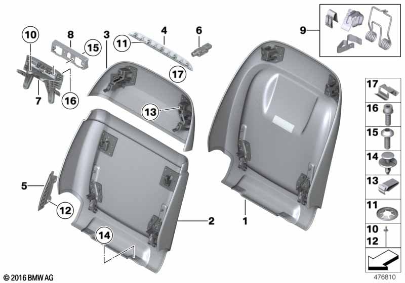 Seat, front, backrest trim covers