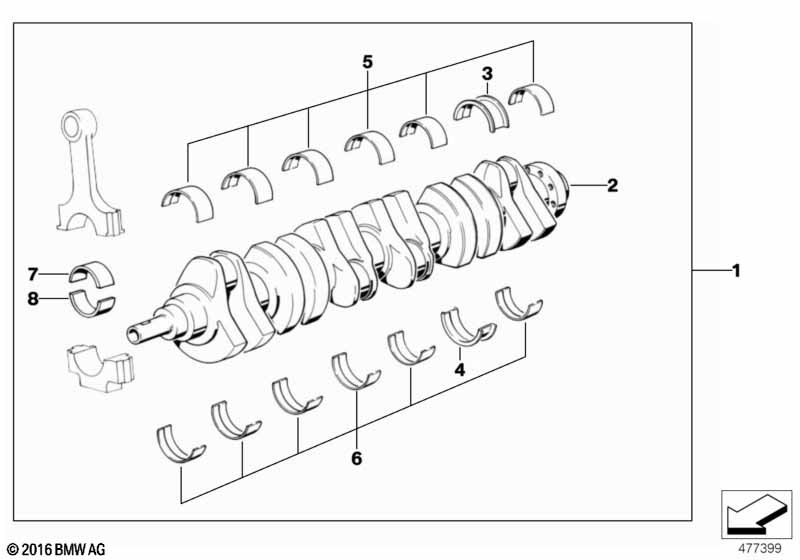 Crankshaft with bearing shells